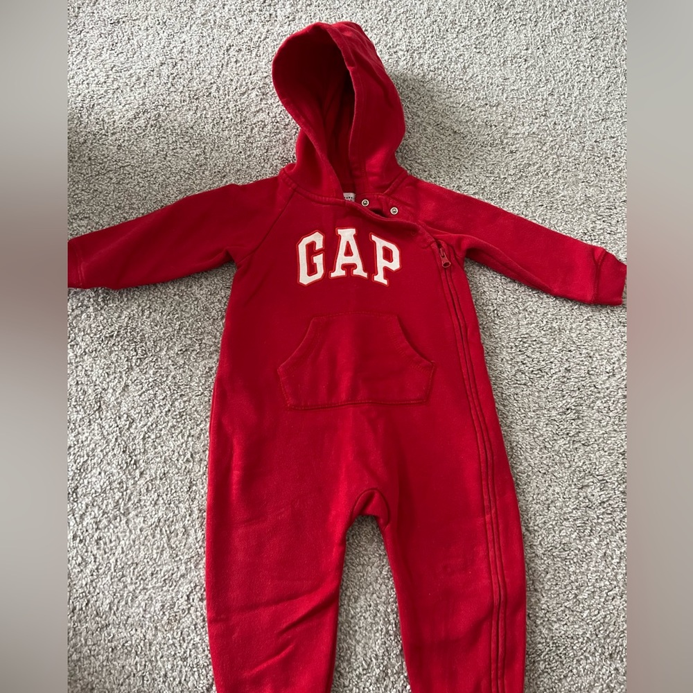 Gap red one piece romper sweatsuit.